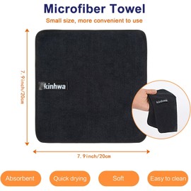 KinHwa Microfibre Cloths, Black Cleaning Cloths, Kitchen Cleaning Cloths, Washing Cloths, Washable Microfibre Cleaning Cloth, Environmentally Friendly and Lint-Free Tea Towels, Multi-Purpose 20 cm x