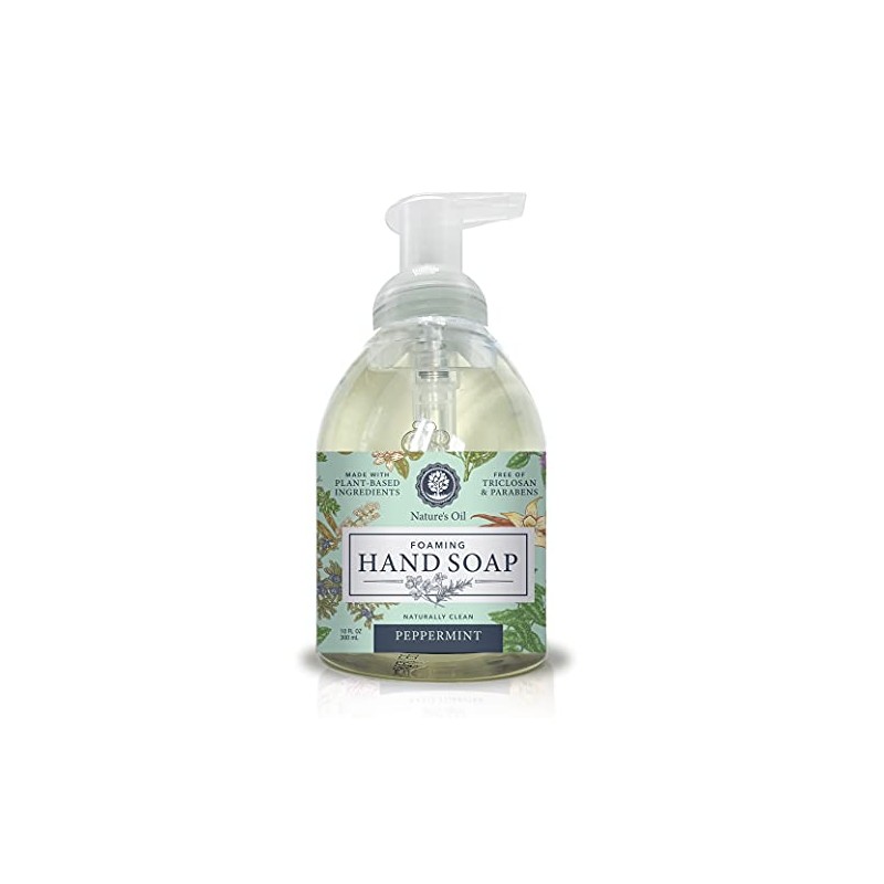 Nature's Oil Foaming Hand Soap, Peppermint, 10 Fluid Ounces (Single