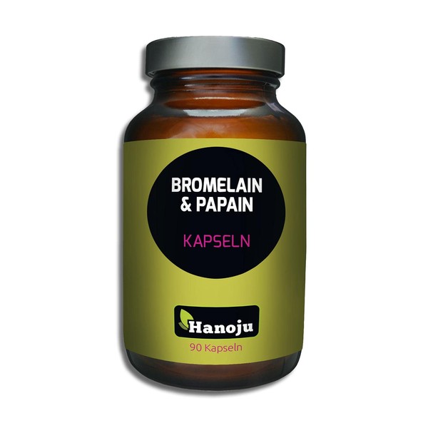 Hanoju Bromelain + Papain 370 mg 90 Capsules - Dietary Supplement with the Enzymes Bromelain and Papain