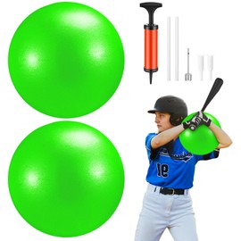 Sonwyoung 2 Pcs Connection Ball with Pump 9 Inch Pilates Baseball Softball Batting Trainer Improve Arm Action Hitting & Pitching Efficiency Connection Ball for Baseball(Green)