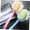 PACKOVE 4pcs Long Handle Scrubber Double Sided Exfoliating Bath Accessories