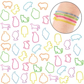 Expressions 48pc Shaped Gummie Bracelets - Bulk Pack Pastel Glitter Colored Shaped Rubberband Bracelets | Bracelet Rubber Bands Kit, Rubber Bracelets For Kids & Kids Party Favors, Colored Rubber Bands