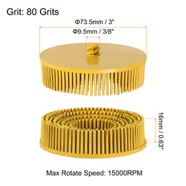 HARFINGTON Bristle Disc 3" 80 Grit R-Type Abrasive Brush Coarse Bristle Disc Deburring Electric Disc Brush Attachment Abrasive Coating Removal Disc for Metal, Yellow