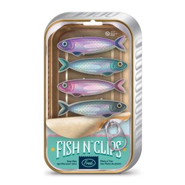 Genuine Fred FISH 'N CLIPS Sardine Bag Clips, Set of 4 Food Storage Clips, Iridescent Finish, Double-Sided, Durable Plastic and Stainless Steel Springs, Fun Kitchen Accessories and Great Gift