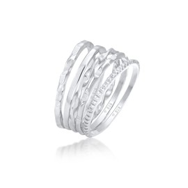 Elli Women's Stacking Rings Set of 5 Basic Minimal Filigree Trend in 925 Sterling Silver, 58, Sterling Silver, None