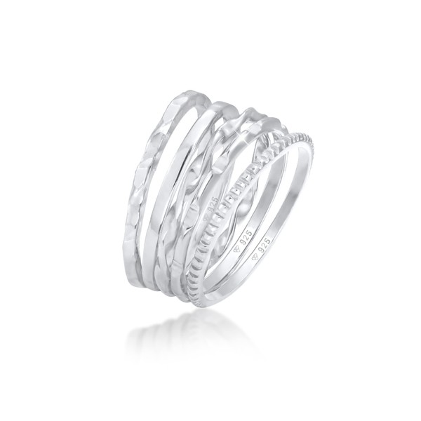 Elli Women's Stacking Rings Set of 5 Basic Minimal Filigree