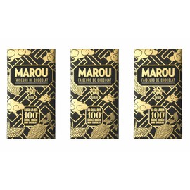Marou 100% Cacao Dark Chocolate 3-Pack | Sugar Free Dark Chocolate | Vietnam Single Origin, Soy Free, Dairy Free, Gluten Free | 3 x 60g Bar