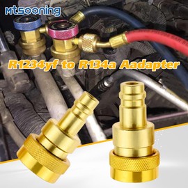 Mtsooning R1234yf to R134a Conversion Adapter,High/Low Pressure Side R134a to R1234yf Quick Couplers kit with Valve Core Hose Seal Thimble Remover for Car Air Conditioner Refrigerant