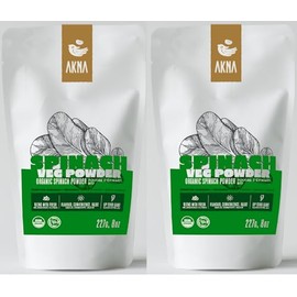 AKNA Organic Spinach Veg Powder, 2 Pack, 2 x 227g Resealable Bags