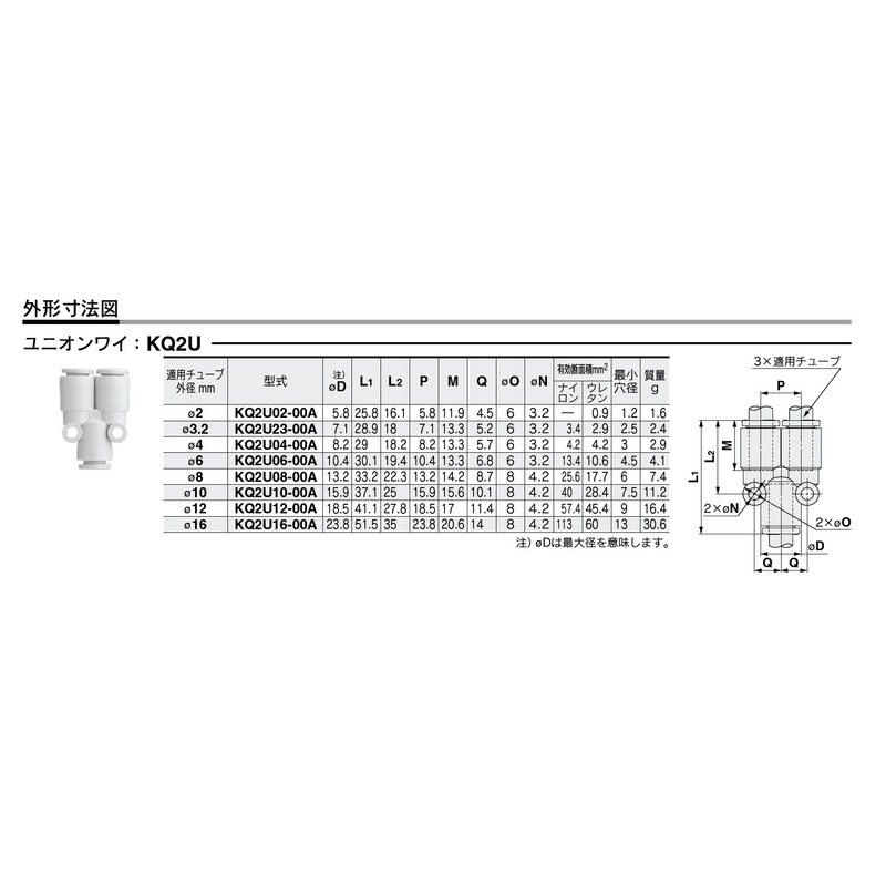 SMC Union Wye KQ2U04-00A, 1 Pack