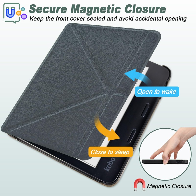 DMLuna Origami 2-Way Stand Case for Kobo Libra Colour (Model:N428,