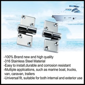 Pair of Take-Apart Hinge(Left and Right Each one)，Marine Grade Stainless Steel 316 Hinge Boat Deck Accessories W/Fasteners