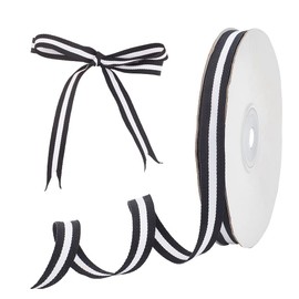 PH PandaHall 25 Yards 3/8"(10mm) Grosgrain Ribbon Double Face Black and White Striped Cotton Ribbon Gift Wrap Ribbon for Party Weddings Birthday Christmas Bridal Showers