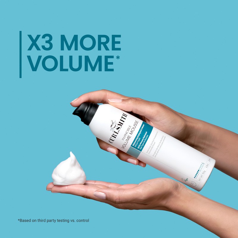 CURLSMITH - Invincible Volume Hair Mousse, Instant Volume, Alcohol Free,