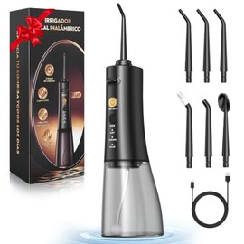 Irrigador Bucal Portatil, 6 Puntas y 3 Modos, 350ML, Limpieza Profunda