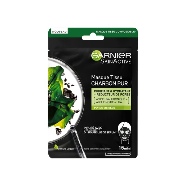 Garnier - SkinActive - Vegetable Carbon Mask - Cleans and Moisturises | 28 g (Pack of 1)
