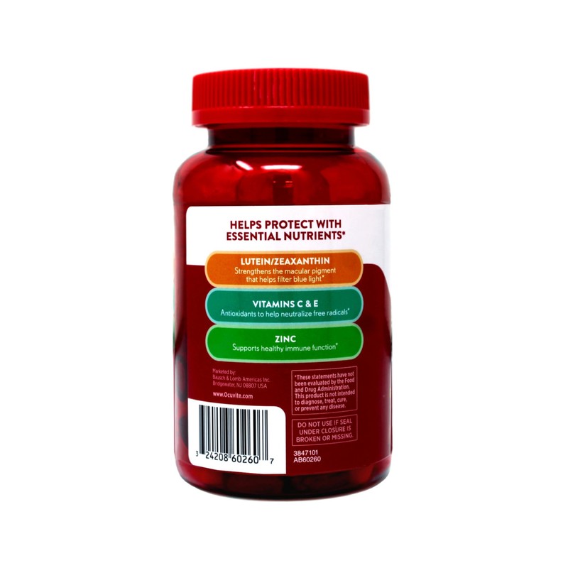 Ocuvite Eye Health Gummies, Mixed Fruit Flavors, 60 Count (Pack