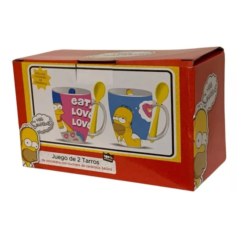 Juego 2 Tazas Con Cuchara De Cerámica Dif Personajes