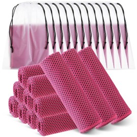 12 Toallas Refrescantes para Cuello y Cara 12 x 40 Pulgadas Toallas Deportivas de Enfriamiento para Gimnasio Toallas para Climas Cálidos de Secado Rápido Sudor Paño de Sudor con 12 Bolsas (Rosa Rojo)