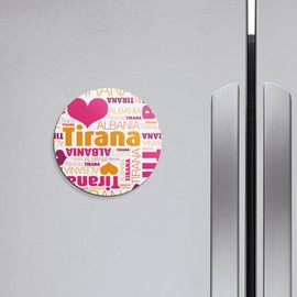 Unbranded Tirana Albania Word Cloud | 4'' X 4'' Round Decorative Magnet