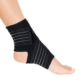 Actesso Elastic Ankle Dressing Bandage - Ankle Joint with Wrap Band The ultimate foot bandage for strains, sprains and sports., black
