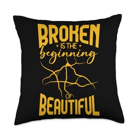 Kintsugi & Kintsukuroi Imperfect Japanese Art Pottery Throw Pillow