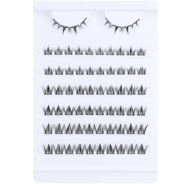 EMEDA Manga Look Natural Lash Clusters, Pre-Styled False Eyelashes C