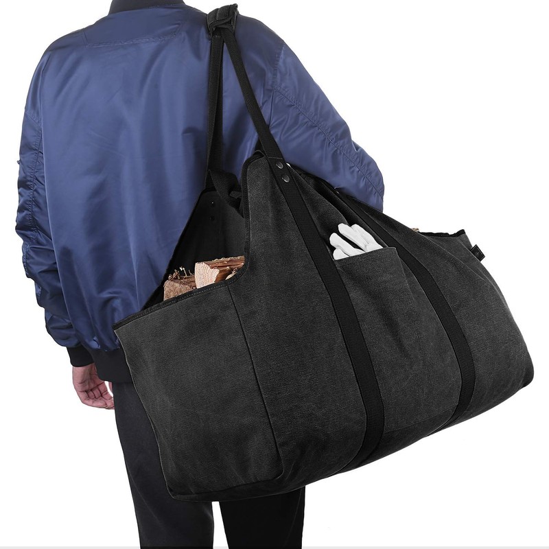BONTHEE Extra Large Waterproof Firewood Log Carrier Canvas Firewood Holder