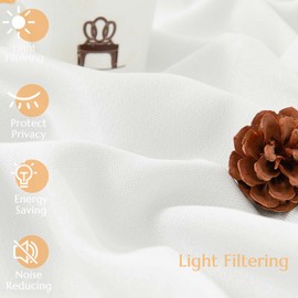 jinchan Pinch Pleated Curtain - 96 Inch Length, Light Filtering, White, Bedroom/Living Room, 1 Panel Texture Window Drape