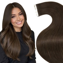 Hetto Tape for Hair Extensions Human Hair Brown Invisible Tape in Extensions Real Human Hair Natural Brown #4 14 Inch 20pcs 40g