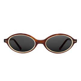 TIJN Olisa Retro Oval Sunglasses for Women Men,Polarized UV Protection Shades,Stylish Small Frame Sun Glasses(Honey,Dark Grey