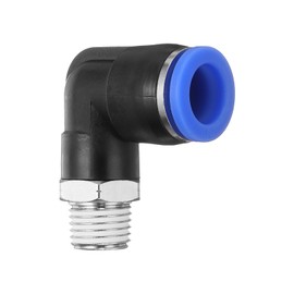 sourcing map Push to Connect Fittings Male Elbow 1/2 Inch Tube OD x 1/4 Inch NPT Thread Plastic Quick Connect Air Hose Pneumatic Fitting Kit Push Lock Connector PL12-N02, Blue