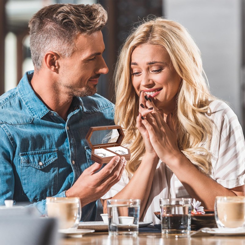 Walnut Wooden Ring Box, White Ring Box, Wedding Ring Box
