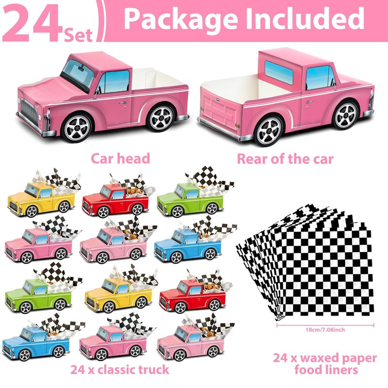 24 Pcs Classic Car Party Food Boxes Race Car Birthday
