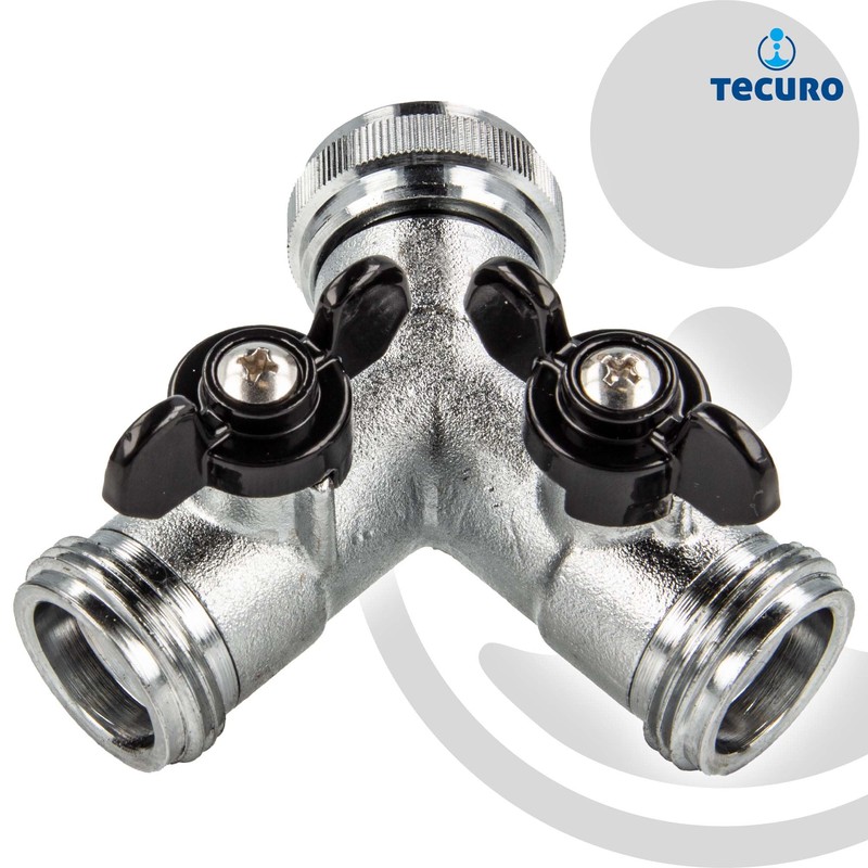 tecuro 2-Way Y-Splitter with Shut-Off Valves for Taps and Valves