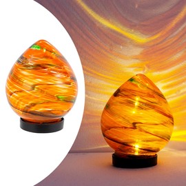 YELENEW Table Solar Lanterns Outdoor Waterproof LED 6.7" Glass Solar Lamp Desktop Decorative Lantern Garden Lights for Indoor Patio Garden Porch Table Decor Gardening Gifts for Women(Orange)