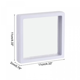 sourcing map Floating Thin Film Display Box, ABS Frame Display Case Holder 11cm x 11cm x 2cm White for Ring Necklace Bracelet Earring Pack of 4