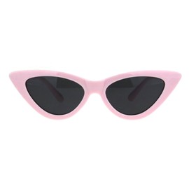 Girls Kid Size Mod Plastic Cat Eye Minimal Chic Retro Sunglasses (Pink Black)