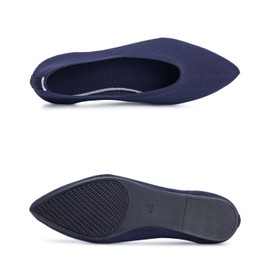 Zapatos de vestir de punto plano de ballet para mujer, zapatos planos de cuña baja, zapatos planos cómodos para mujer, zapatos planos clásicos suaves, Azul marino (Maritime Navy), 9.5 US