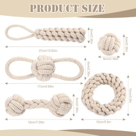 AnNissa Dog Toy Rope, Pack of 5 Rope Toys for Small Dogs, Dog Toy for Teeth Cleaning and Chewing, Braided Rope for Dogs, Interactive Braided Cotton Dog Rope Knot