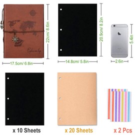 Scrapbook Album DIY Photo Album Travel Album Leather Scrapbook Memory Book"World Map" Vintage Up Travel Scrapbook Album for Anniversary Wedding Guest Book 60 Pages