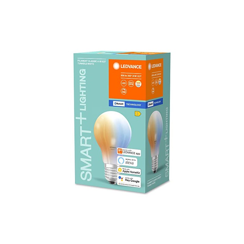 LEDVANCE Smart LED lamp with Bluetooth Technology, E27-base matt Optics,Light