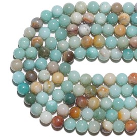 abalorio de piedras preciosas naturales de 6 mm, abalorio de Amazonita coloridas pulidas redondas y lisas para hacer pulseras, abalorio sueltas de 15 pulgadas