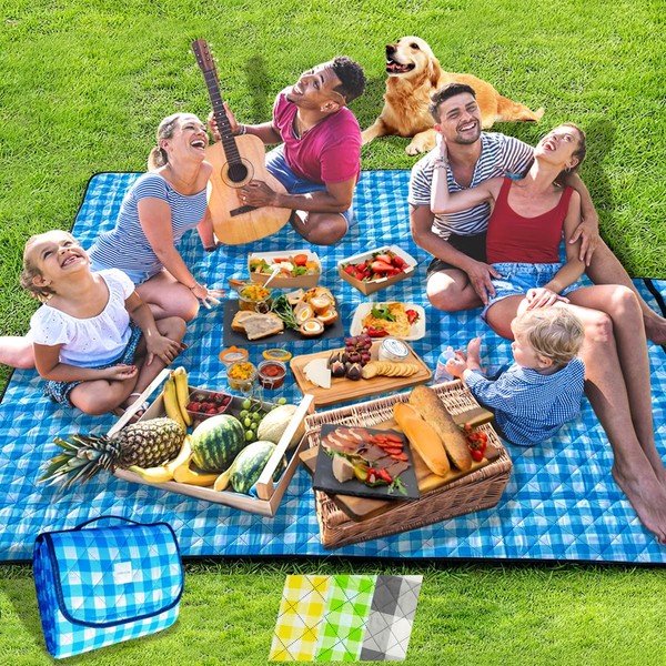 Picnic Blankets Machine Washable, 80''x80'' Extra Large Waterproof Sandproof Foldable