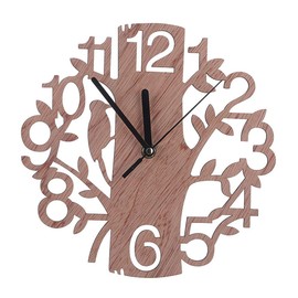 Wall Clock Wooden Simple Stylish Cute Roman Style Silent Continuous Second Hand Scandinavian Interior Design Wall Clock Retro Capital Roman Numerals Gift (Brown)