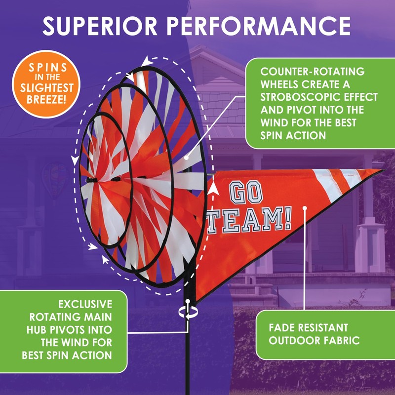 Premier Kites Triple Spinner Orange – Eye-Catching Garden Spinner with