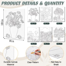 Affrolling 6 Sets Sip and Paint Kit Pre Drawn Canvas Painting Set Pre Drawn Stretch Canvas Kit for Painting (Floral)