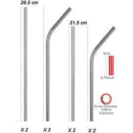 RKINC Juego de 8 pajitas reutilizables de acero inoxidable para 30 oz. 20 oz. vasos, pajitas de metal para beber largas amigables