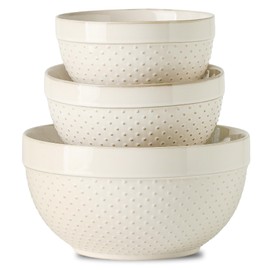 Seyatoo Ceramic Mixing Bowls Set of 3, Large Serving Bowls (10"/8"/6") for Baking, Kitchen Cooking, Serving, Food Prepping, Sourdough Kneading, Salad and Soup Bowl