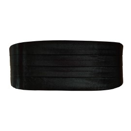 Simpowe Mens Solid Silk Cumberbund Black Adjustable Elastic Back Tuxedo Waist Accessory